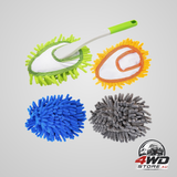 Microfiber cloth brush with 4 replaceable heads, hand-washable, wet and dry for car and home