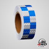Reflective warning tape, 3m x 50mm, waterproof outdoor safety tape, blue and white