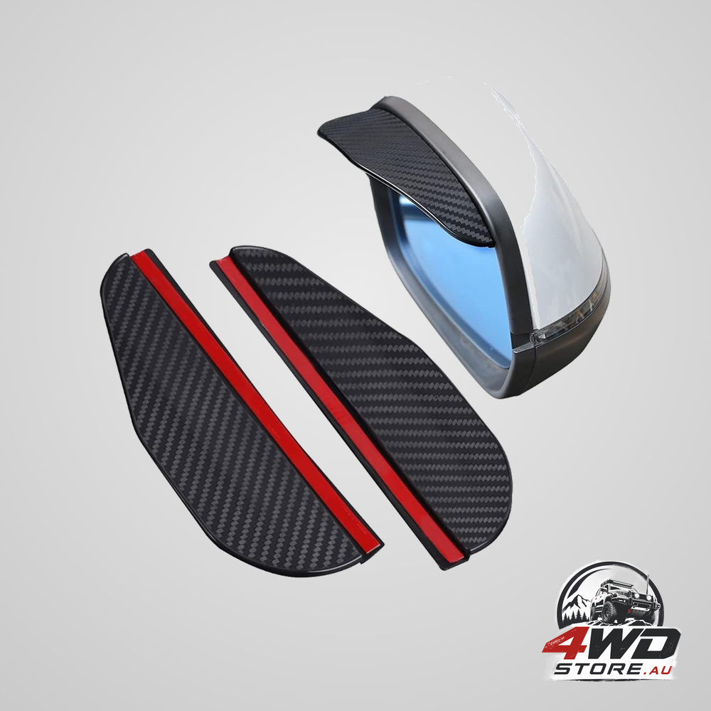 Car side mirror rain covers, carbon fibre smoke caps, universal for SUV and truck, 1 pair