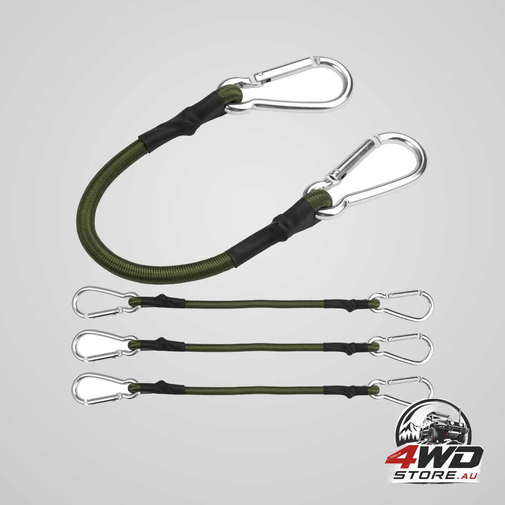 Elastic cords with carabiner, 30cm bungee luggage straps for camping and car, green