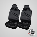 Universal car and truck seat covers, waterproof front seat covers with storage bag, black, 2 pack