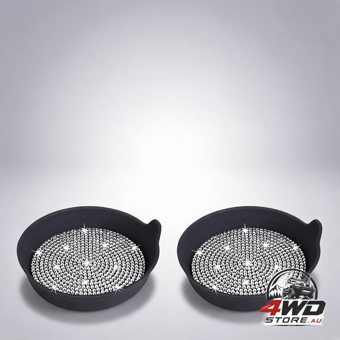 Non-slip car cup coasters, bling crystal rhinestone holders, black, 7x7cm