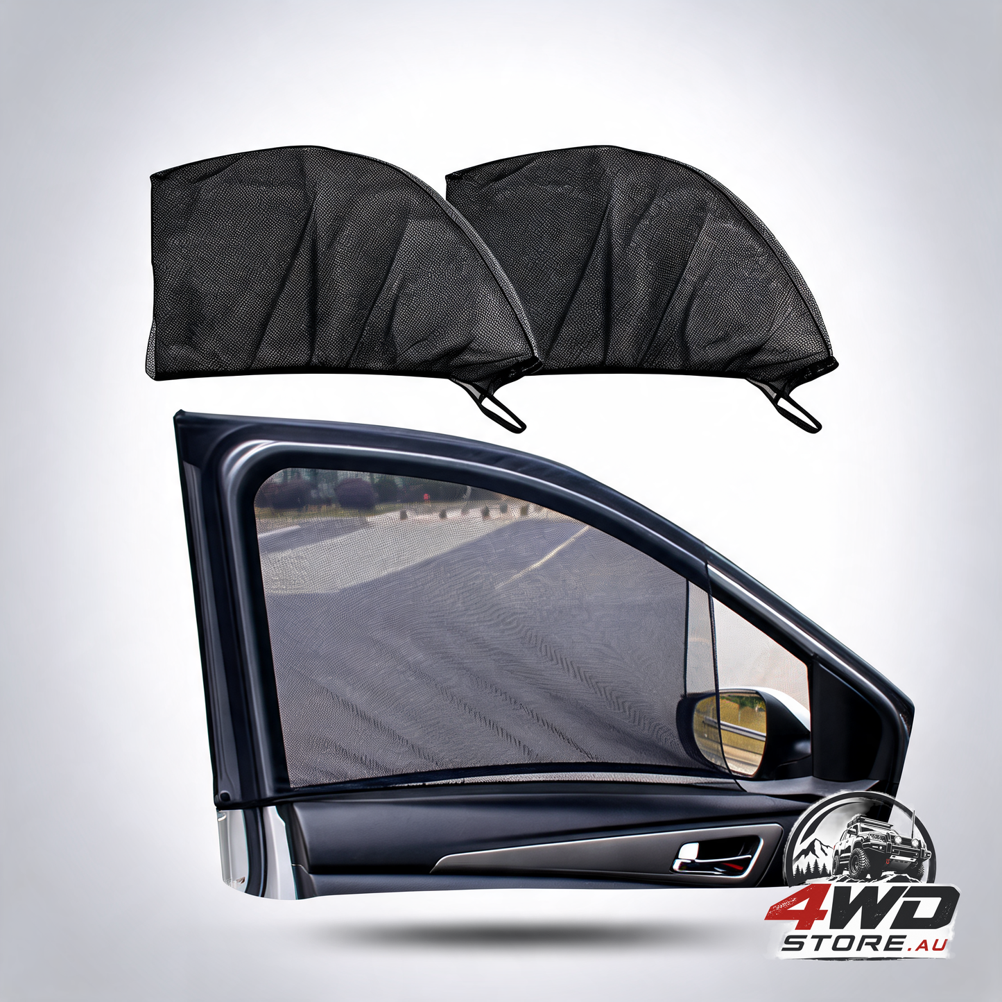 Car sunshade mosquito net, attaches over door, fits most cars, 2 pack