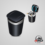 Portable LED car ashtray with lid, odourless with automatic extinguishing, fits all brands