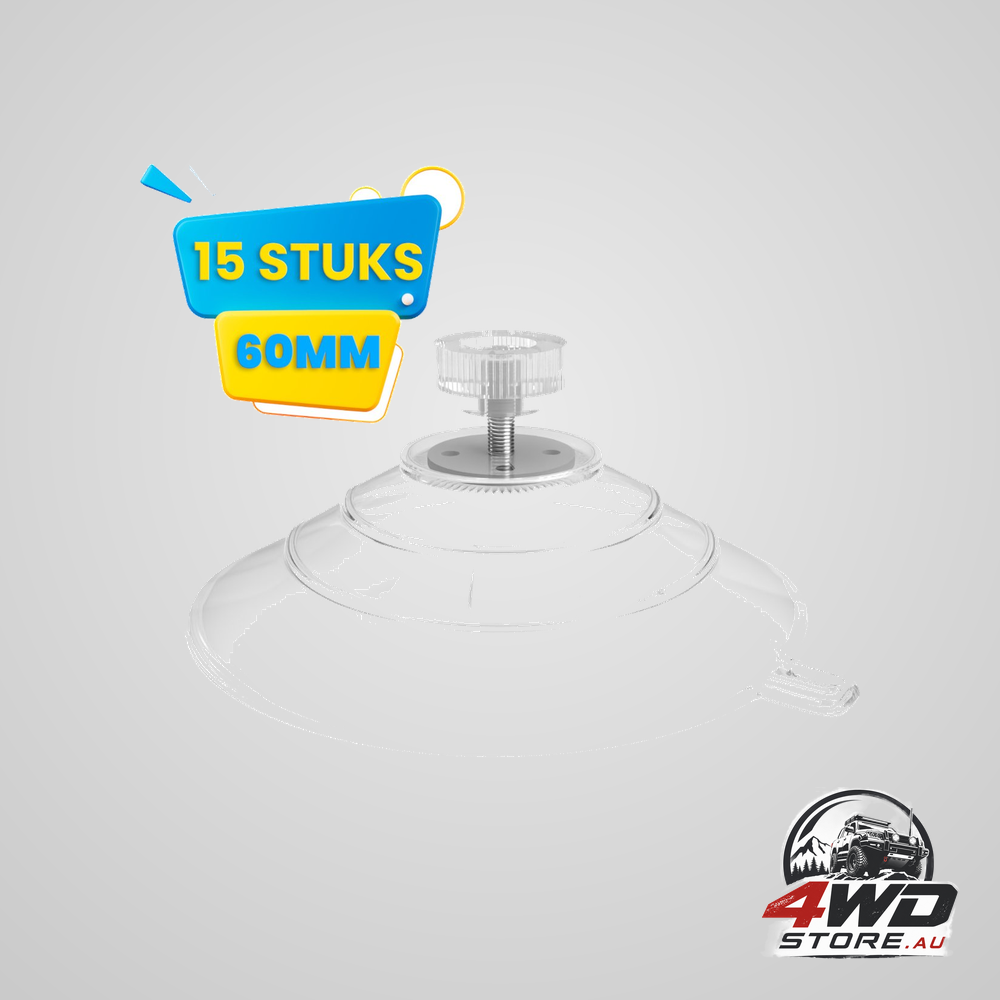 Brute Strength threaded suction cups, 40mm M4x10 with hook, for glass hanging, 15 pack
