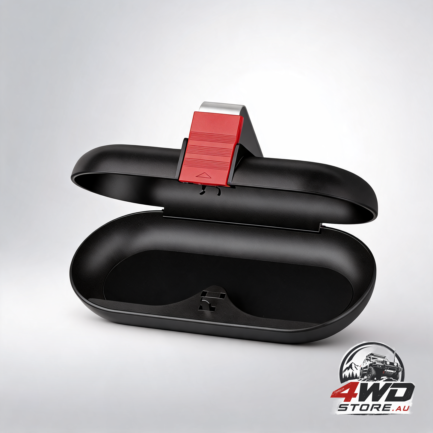Car sun visor glasses case, multifunctional storage box with mounting clip, black