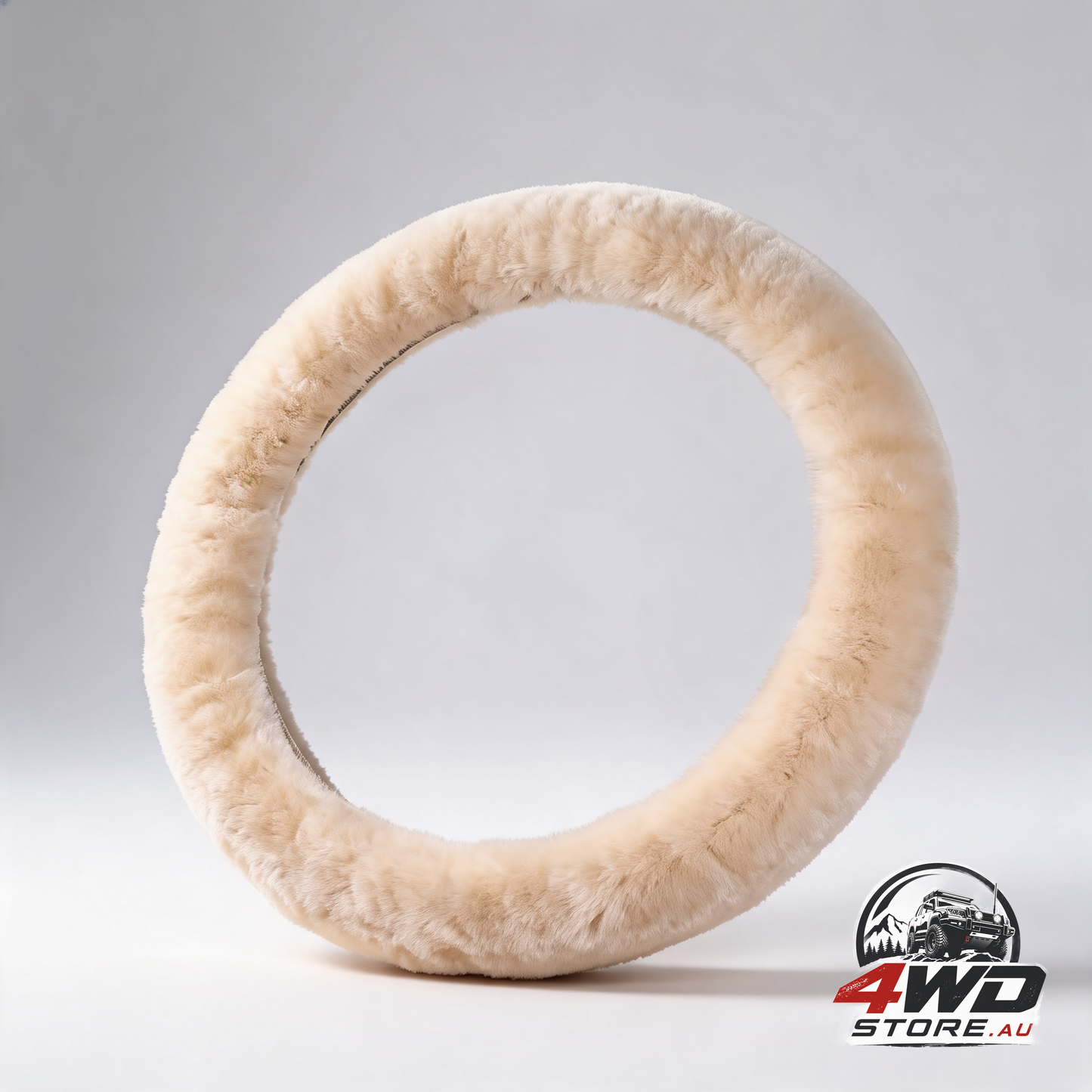 Plush steering wheel cover, extra soft winter cover for 37-39cm wheels, beige