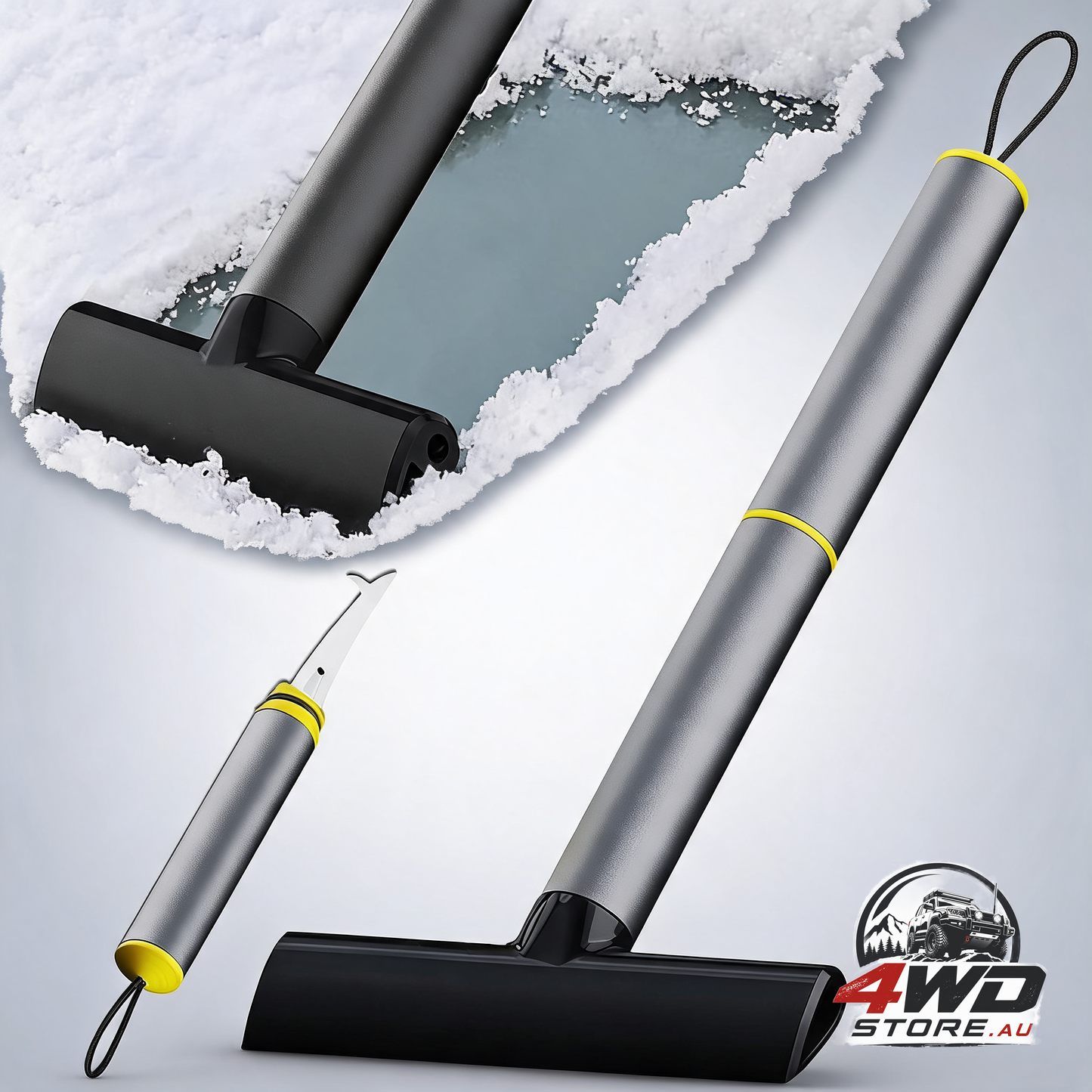 Car ice scraper with handle for defrosting and removing ice, 2 pieces