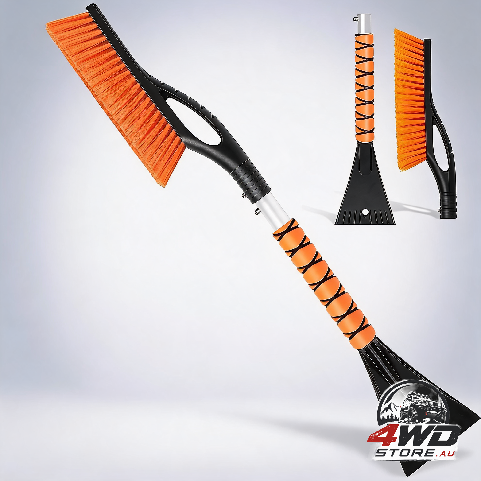2-in-1 detachable snow brush and ice scraper, 27 inch ergonomic foam handle, for cars and trucks