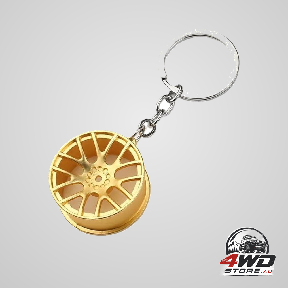 Car rim keychain key holder, universal accessory, gold