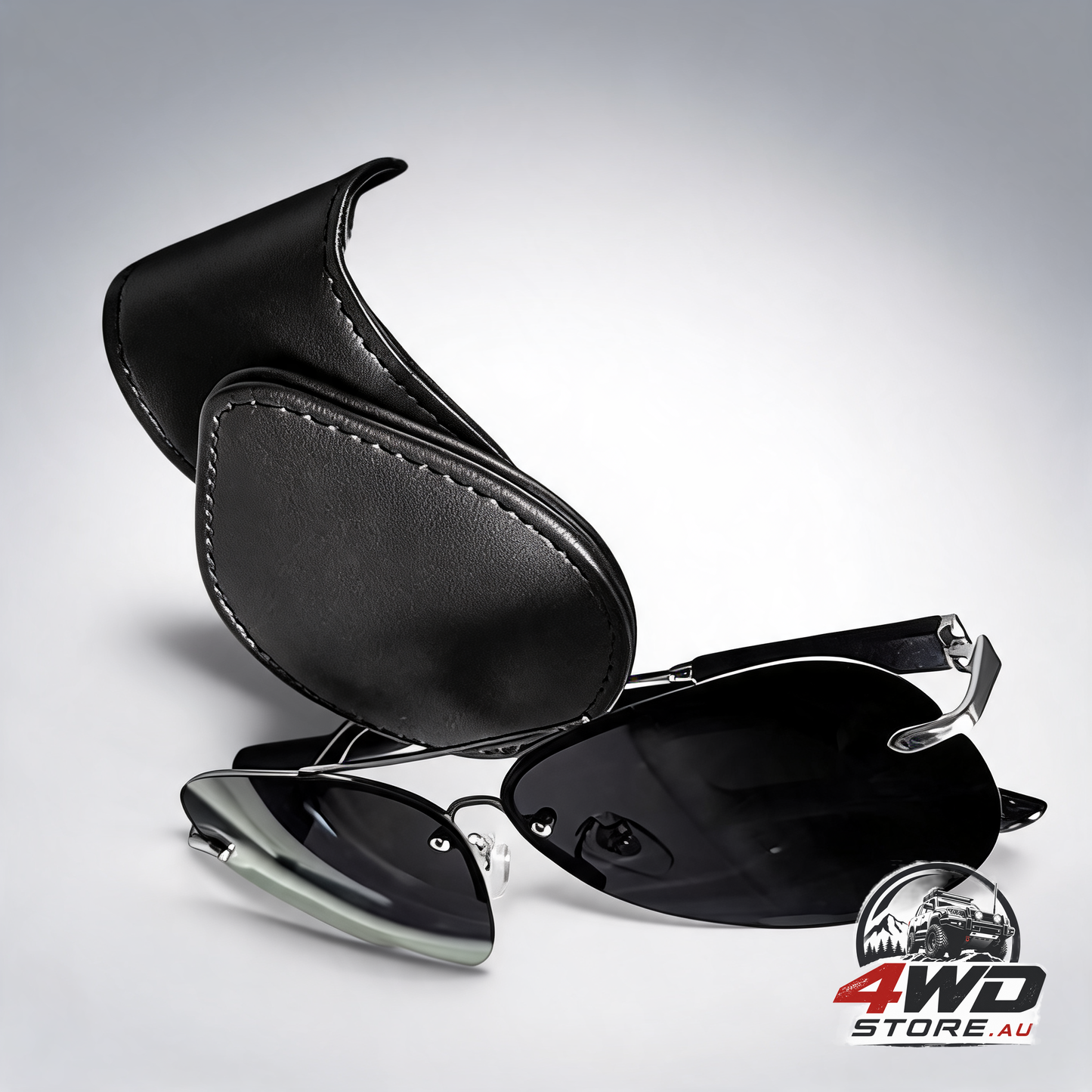 PU leather car sunglasses holder, sun visor glasses storage clip