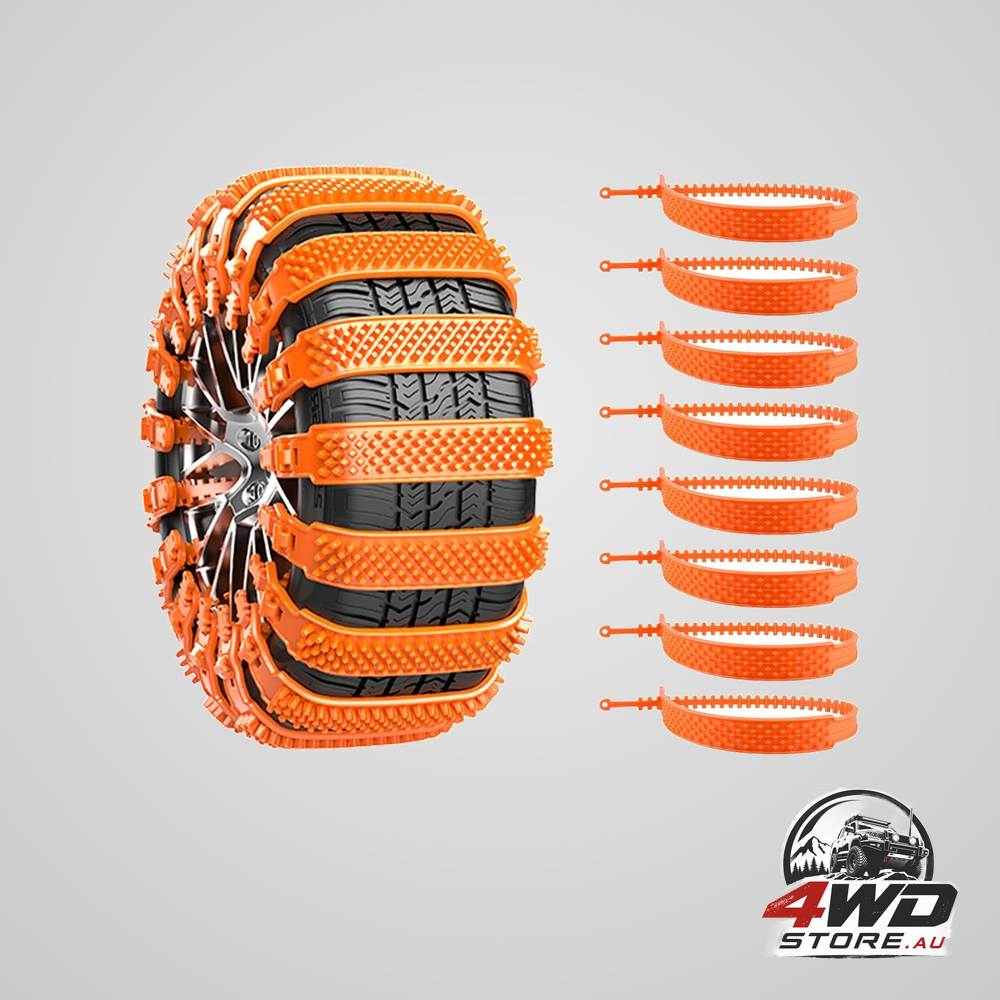 Snow chains for car tyres, 8 pack reusable anti-slip cable ties, 88 x 4cm, universal
