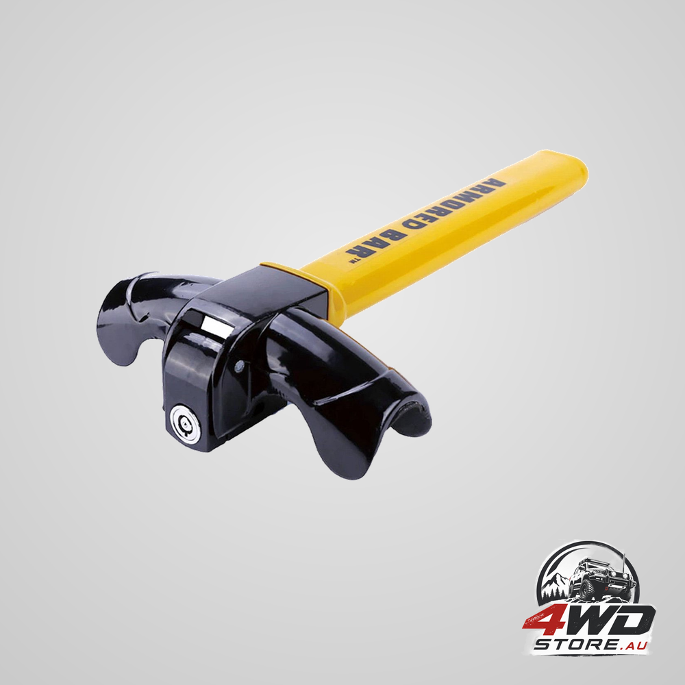 Car steering wheel lock, anti-theft security lock with 2 keys, yellow