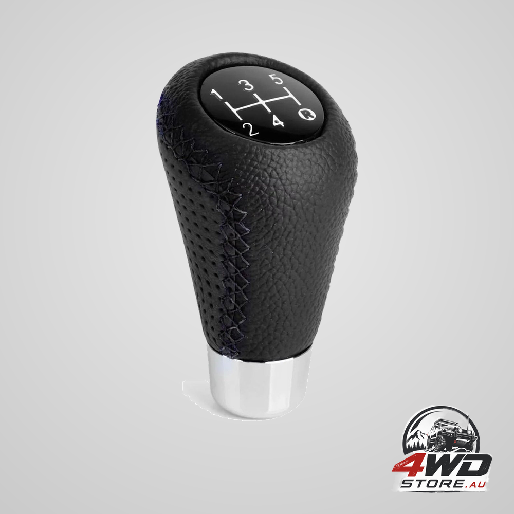 Manual 5-speed gear shift knob, universal gear shift lever with black leather stitching