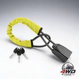 Universal steering wheel belt lock, anti-theft device with 3 keys, yellow
