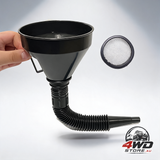 Car oil funnel with flexible spout and filter, 142mm, 39cm, black plastic