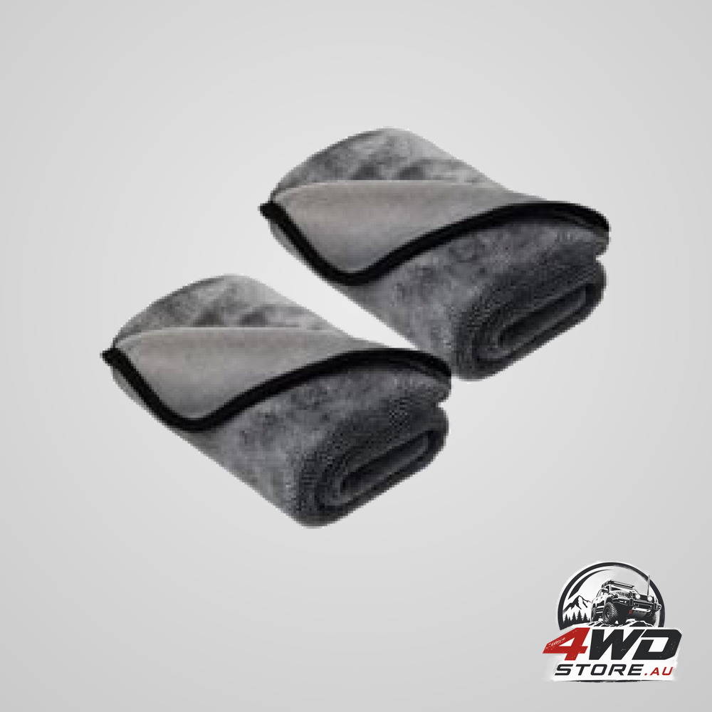 Microfiber drying towels, 40x40cm 600gsm absorbent cloths for car washing, grey, 2 pieces