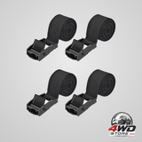 Tension lashing straps, 25mm x 1.5m fastening straps with buckle, black, 4 pieces