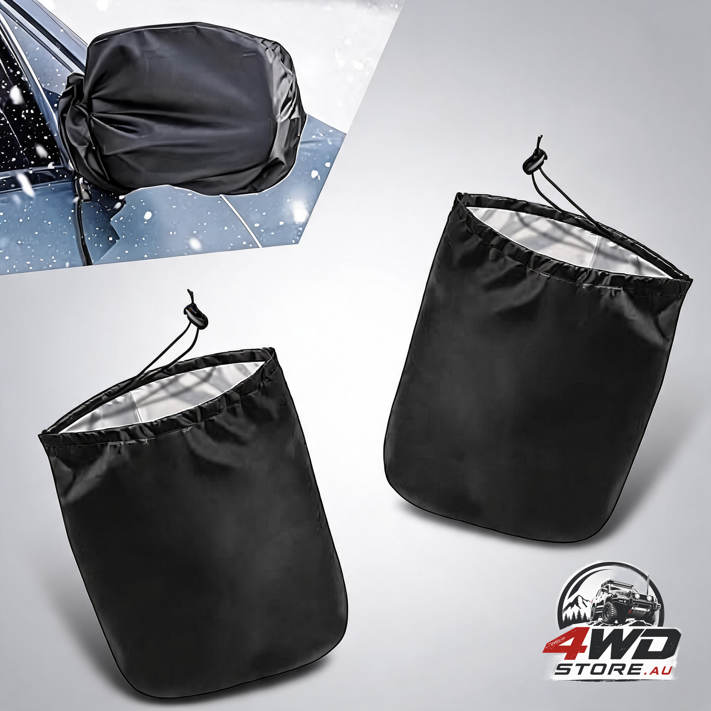 Car side mirror protective anti-frost covers, 420D Oxford, waterproof, black, 33x27cm