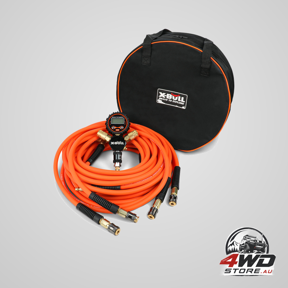X-BULL digital 4 tyre inflation and deflation system with 4 hoses, equaliser