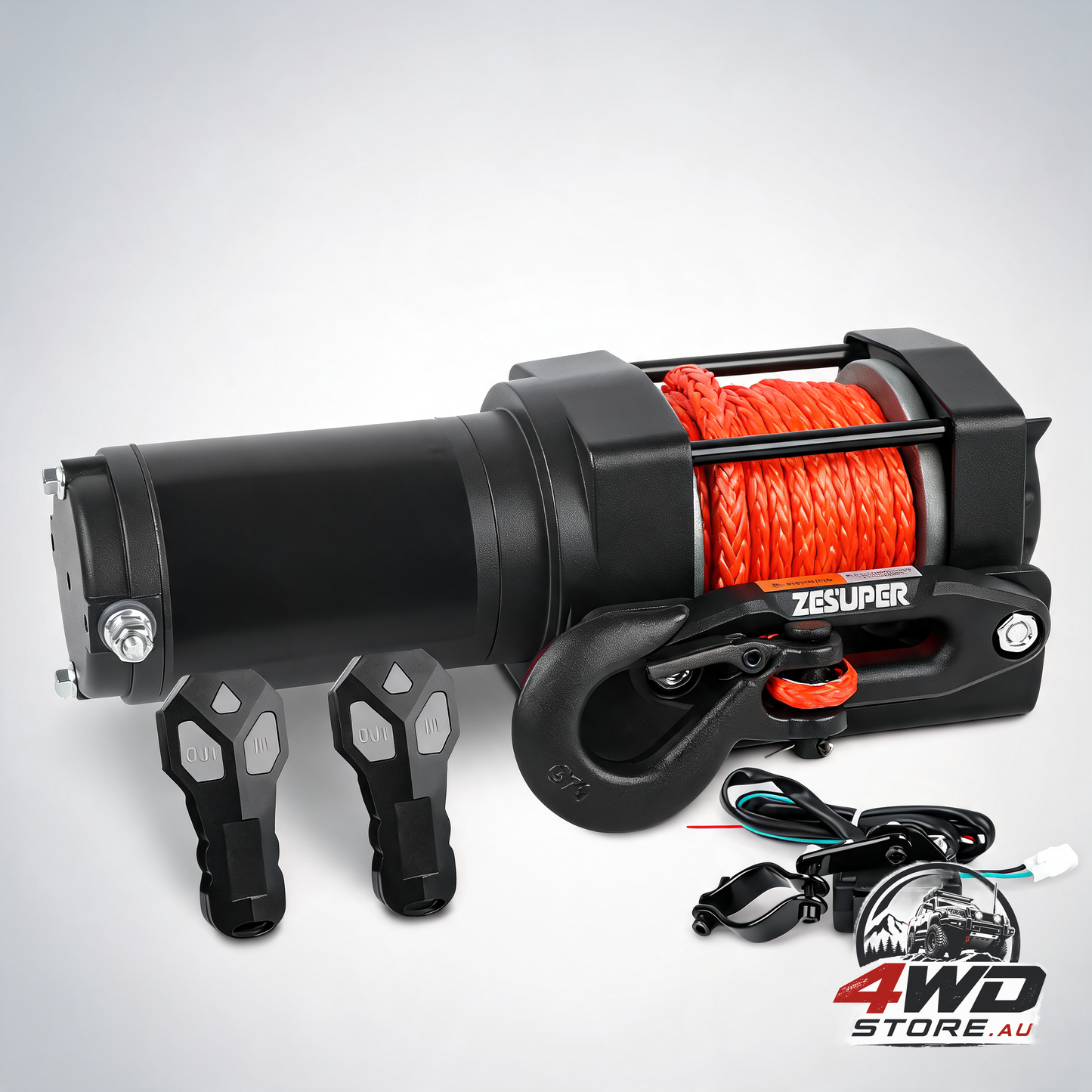 4500lb 12V electric winch with synthetic rope and wireless remote, ATV, boat and UTV kit