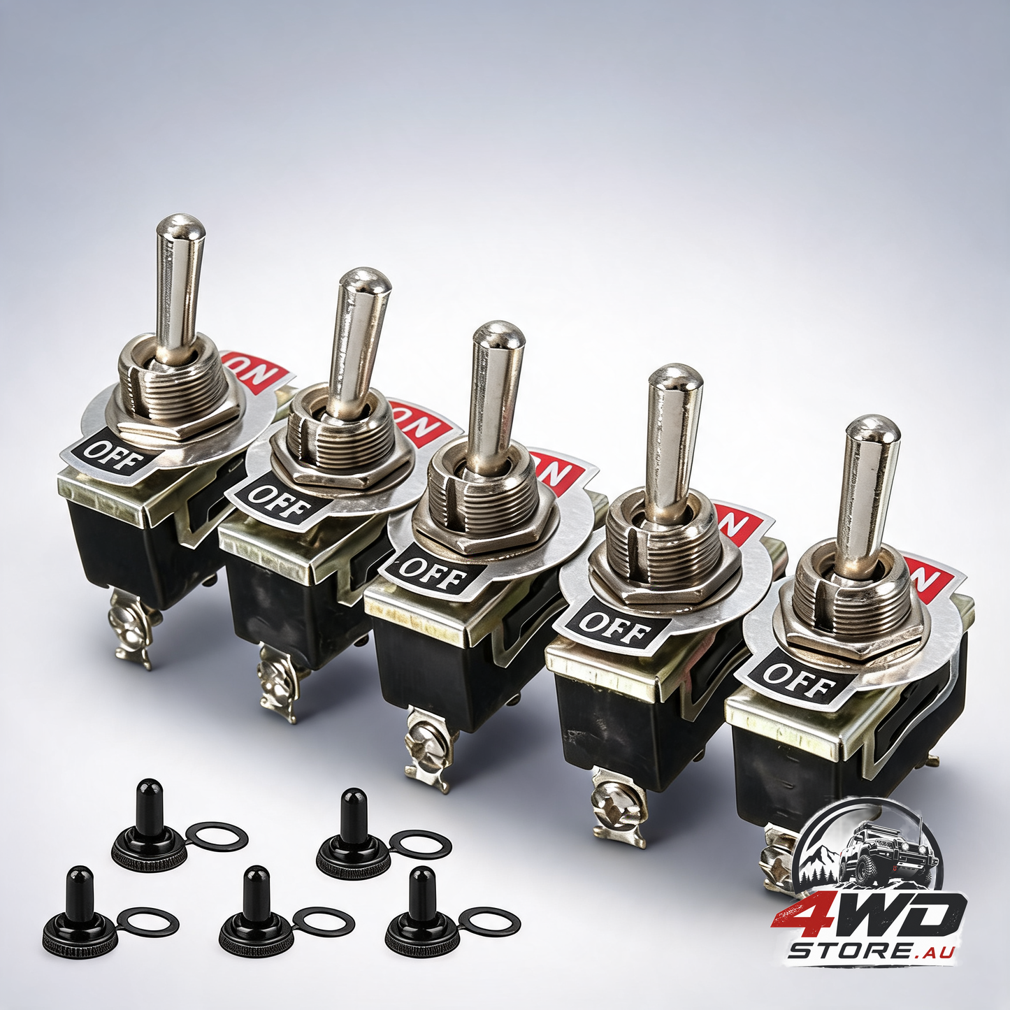 12V on off toggle switches with dash light, marine and car, 12 volt, 5 pack