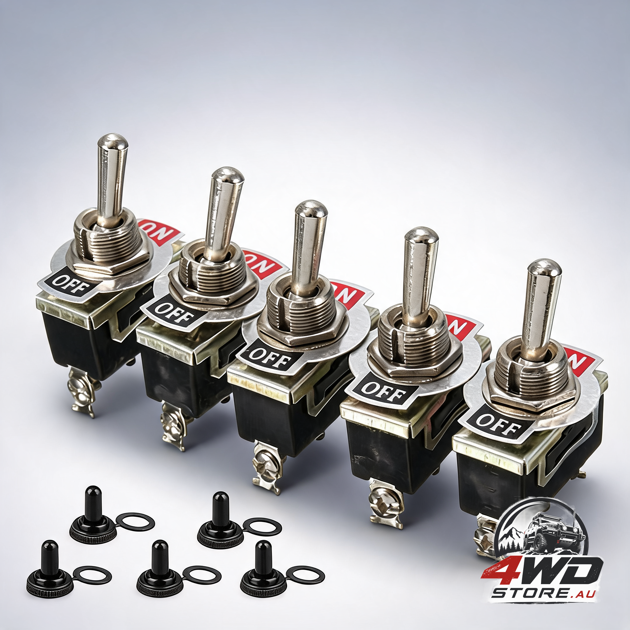 12V on off toggle switches with dash light, marine and car, 12 volt, 5 pack