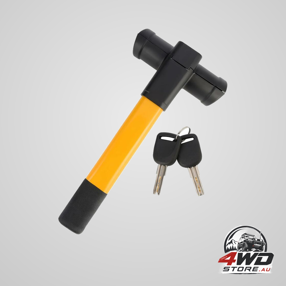 Retractable car steering wheel lock, heavy duty T-Bar universal clamp with 2 keys for cars, trailers
