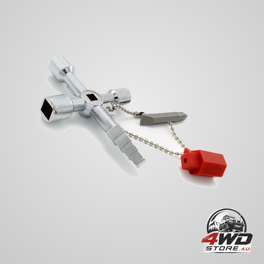 Universal cross wrench, practical 4-Way multifunctional silver control cabinet key, used for water