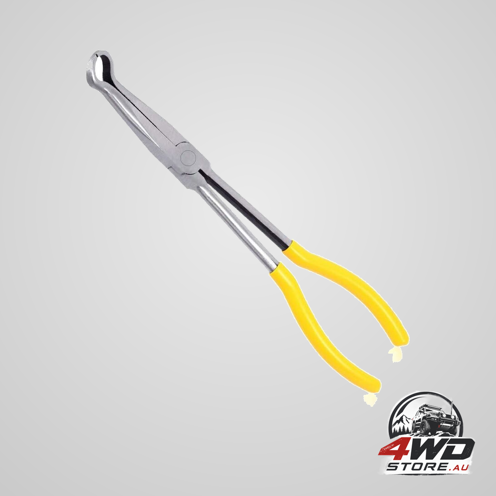 Long reach pipe grip pliers 11 inch ring nose 3/5 diameter offset spark plug boot removal