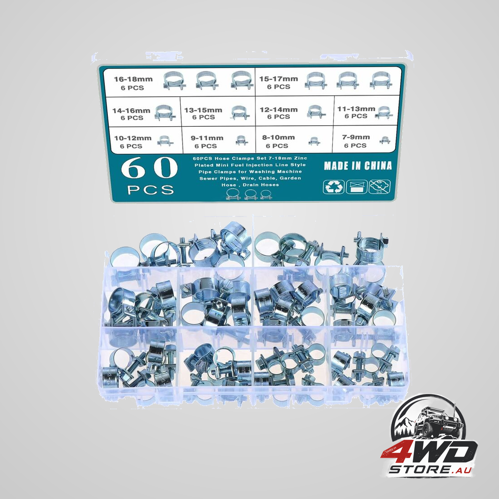 60 Pcs galvanized silicone fuel hose clamps