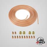 7.6M brake copper hose, pipe tube, od 4.76Mm, id 3.3Mm with 16 nuts