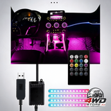 Car interior LED lights - car lamp, 48 LED car strip with wireless remote control, upgraded waterproof