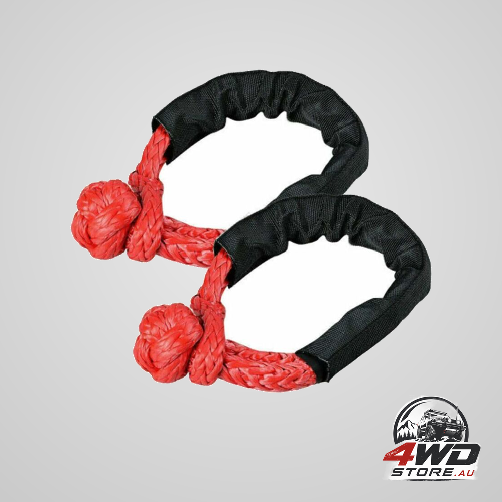2 Pcs soft shackle tow ropes for truck atv marine, One-Piece outdoor recovery straps, red
