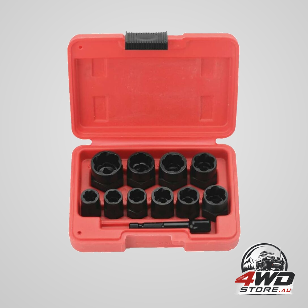 11 Pcs 9.5Mm impact bolt extractor tool set with toolbox