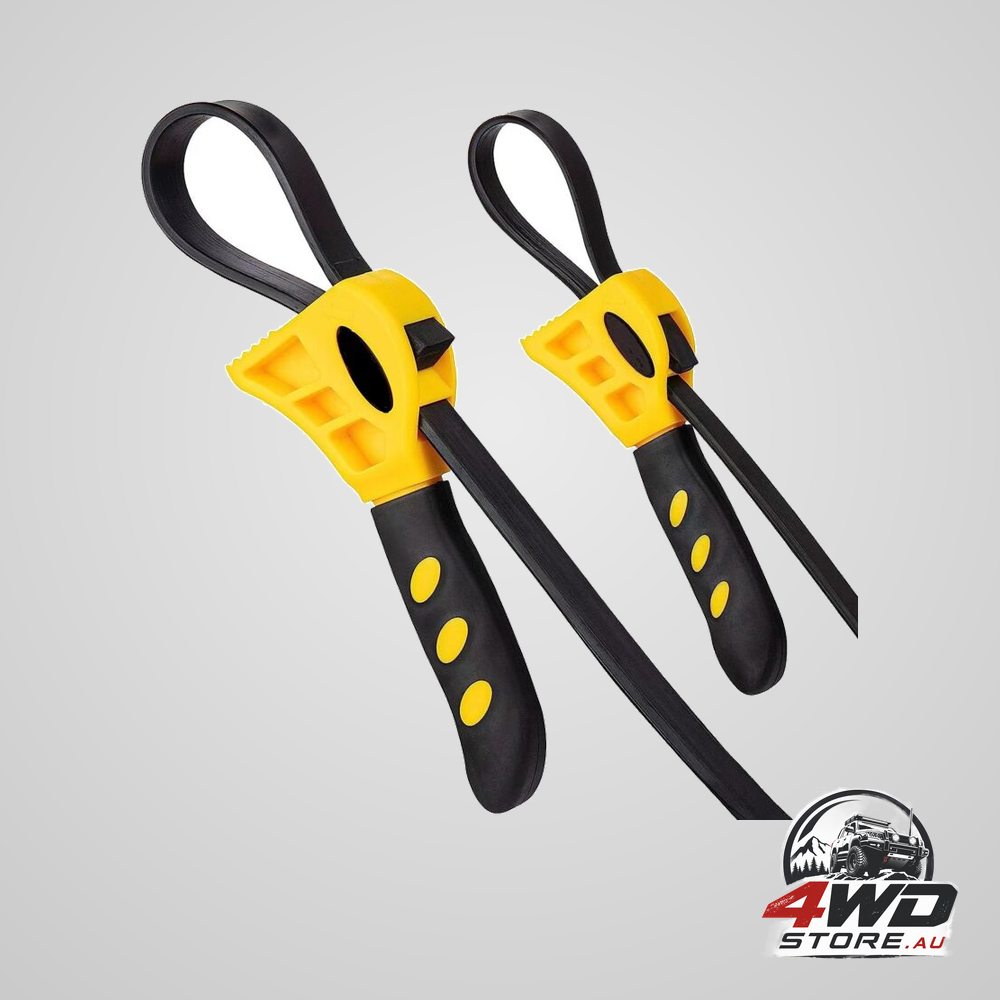 Rubber strap wrench set, upgrade 2 pieces adjustable oil filter reinforced belt jar opener for weak hands pipe
