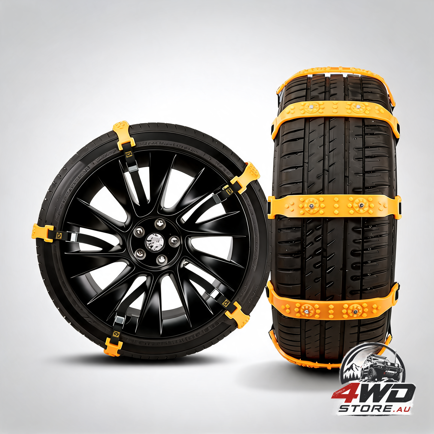 10 Pcs car snow socks 185-225 mm, yellow chains, adjustable emergency traction cables Anti-Slip car tyre chain