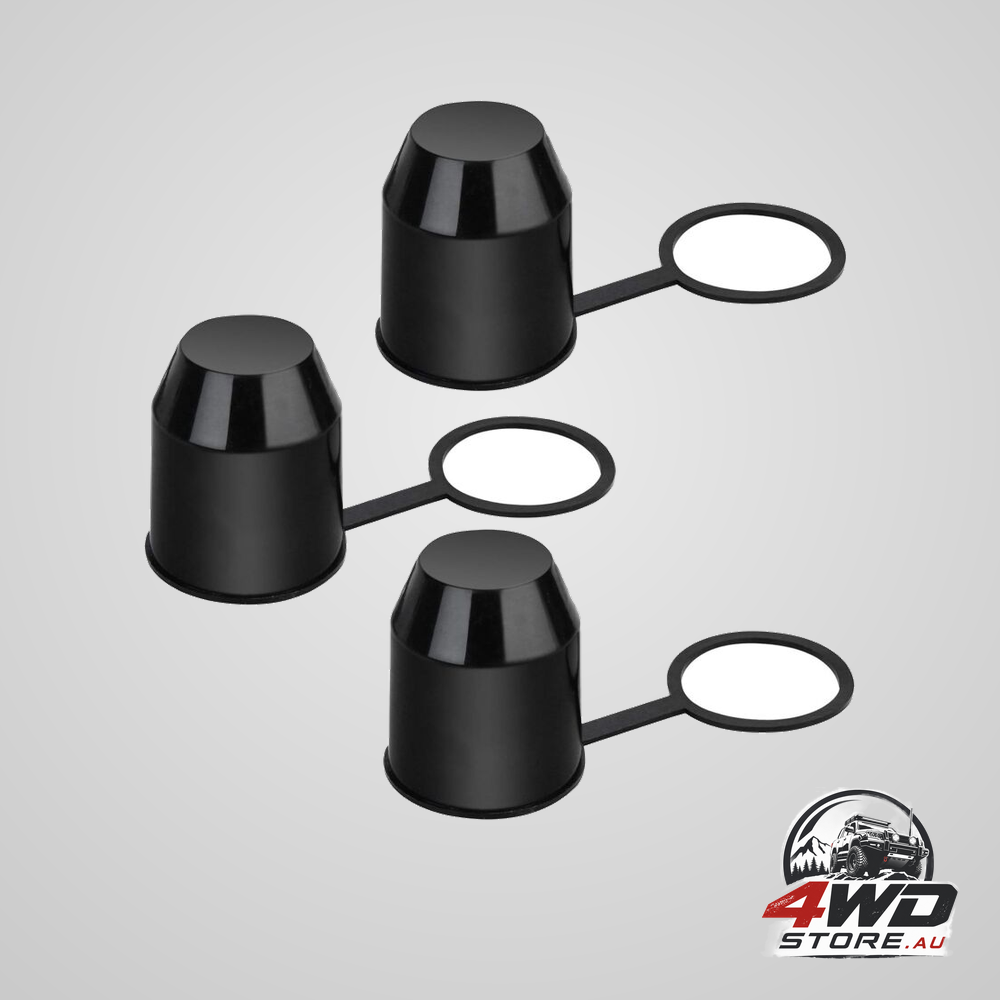 3 Pcs set protective caps for trailer hitch. plastic - with safety ring - weatherproof and car wash resistant