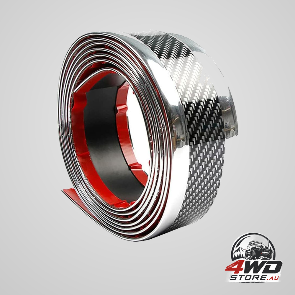 Car door sill sticker carbon fibre silver 5Cmx3M Self-Adhesive protector bumper guard strip