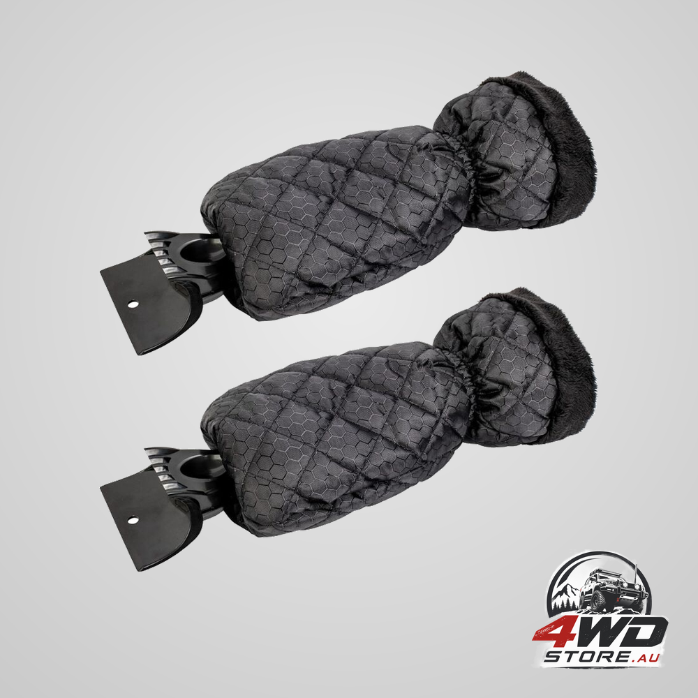 2 Pack car ice scraper - car windshield window glove, snow scrapers with waterproof lining, removes ice
