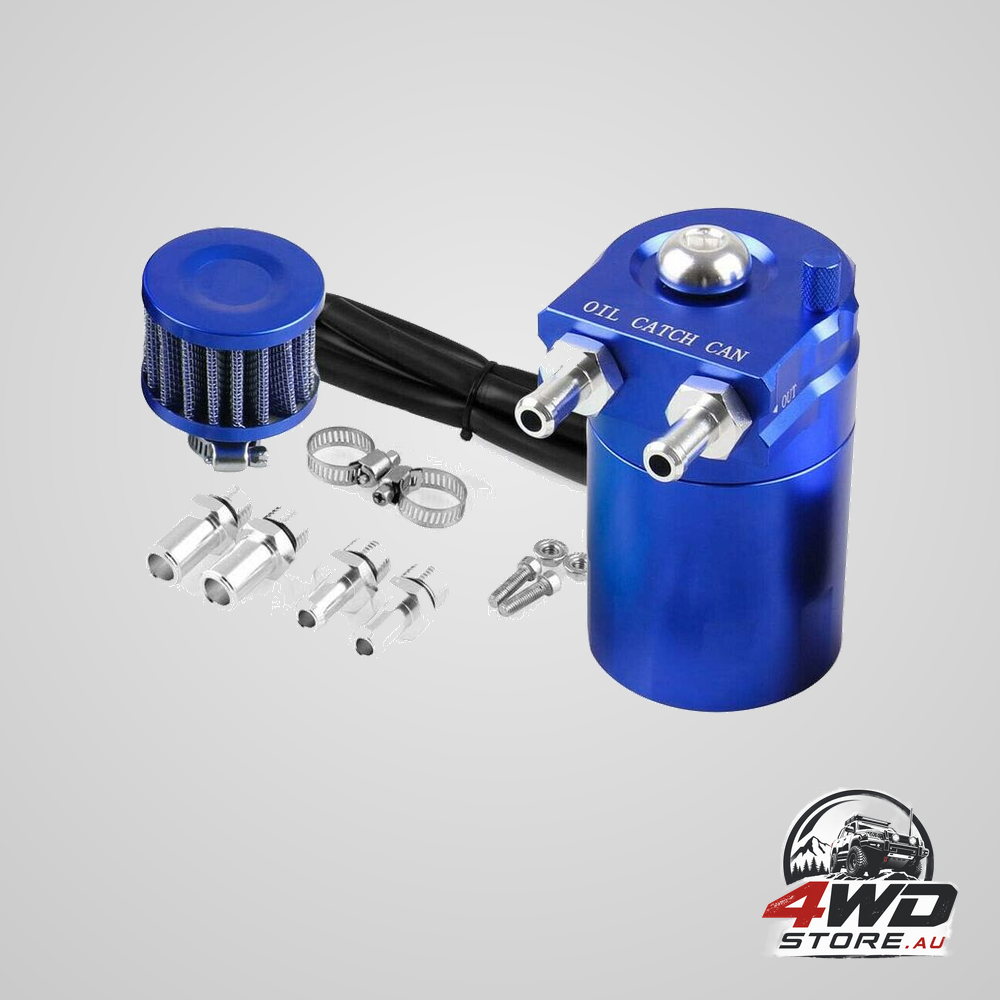 Universal oil catch can, 300Ml air filter breather engine separator oil tank car oil catcher (blue)