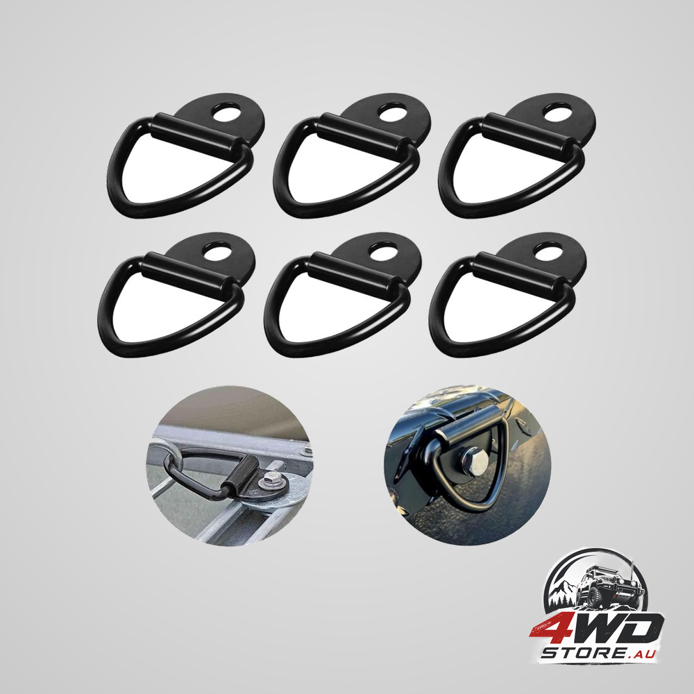 Lashing ring 6 pieces D-Ring anchor 85 X 63 mm, black heavy duty rings load 300Kg for trailer equipment