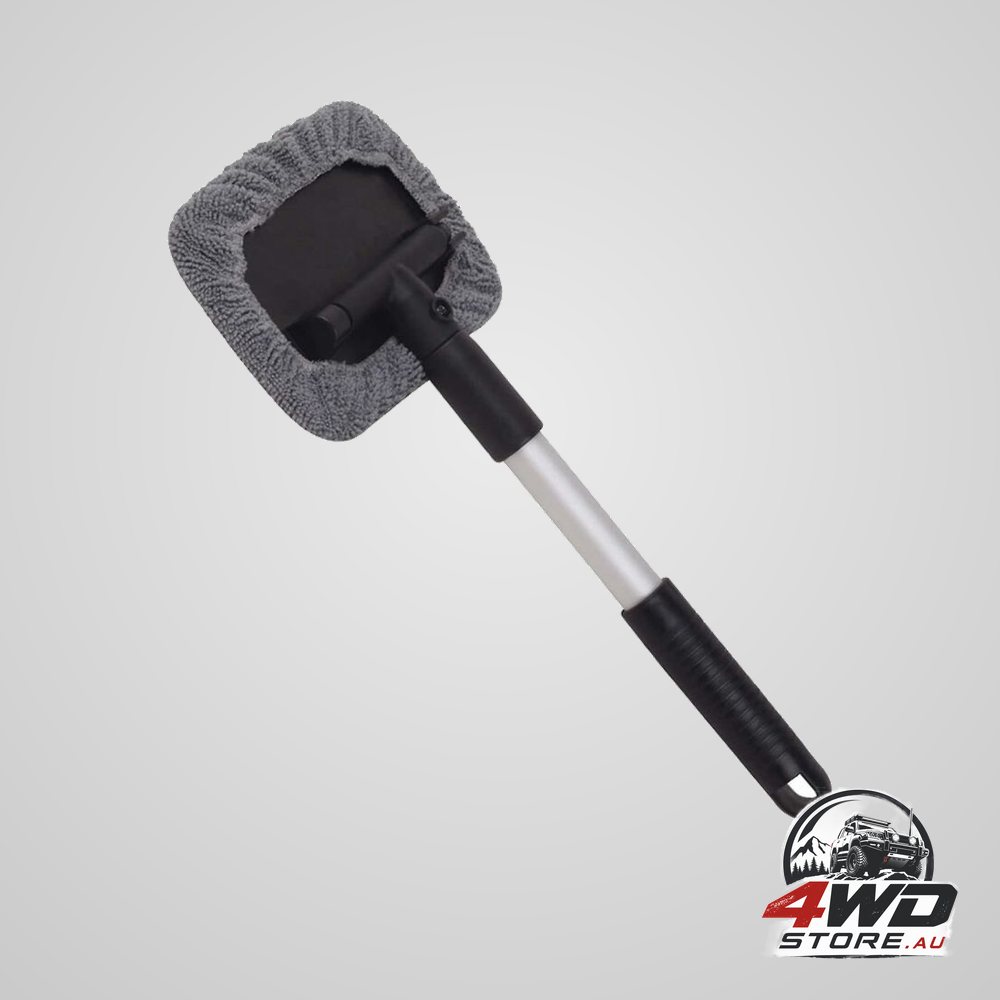 Windshield cleaning brush, car window wash with extendable handle microfiber pad 180 degree rotation defogger