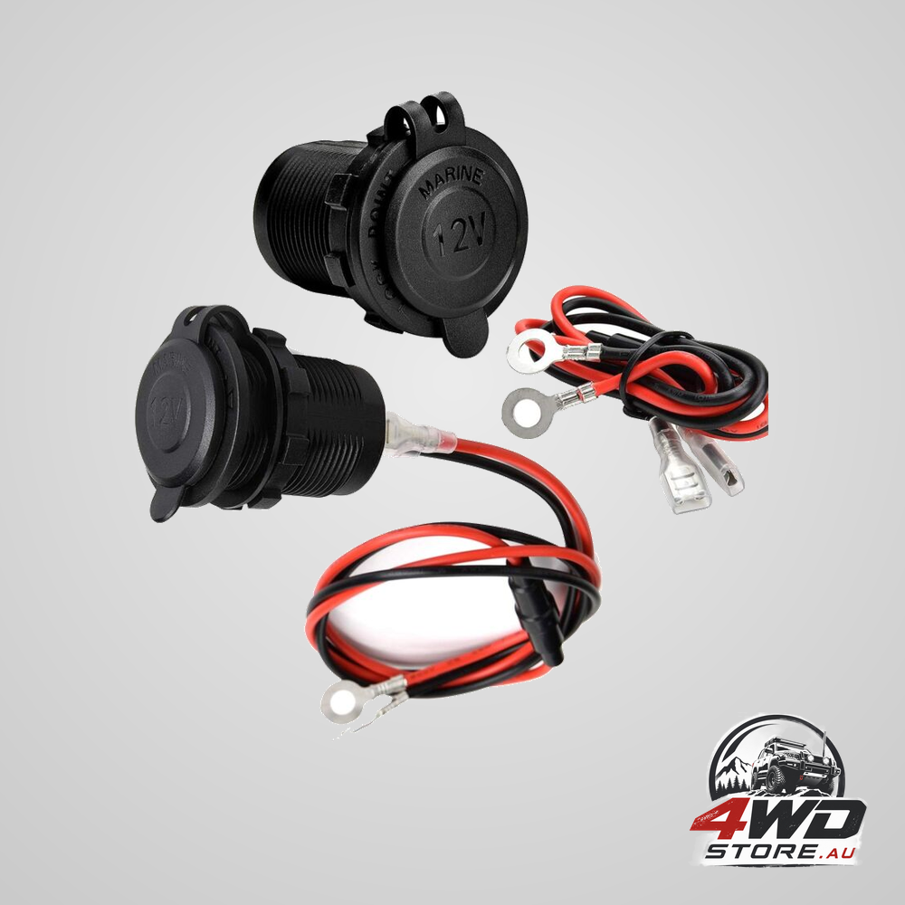 2 pack waterproof marine cigarette lighter socket with 1m cable, 12V/24V for boat, motorcycle, car