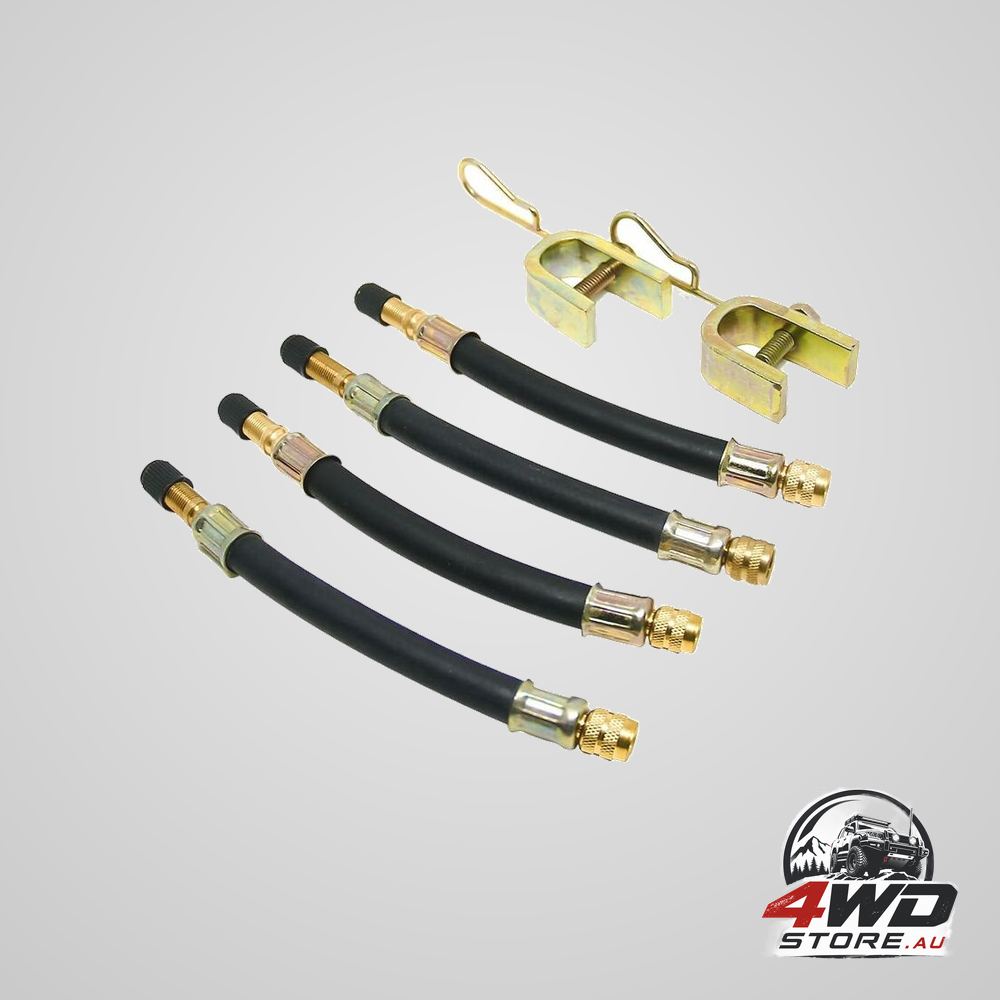 4 pcs flexible tyre valve extension hose 150mm with 2 brackets