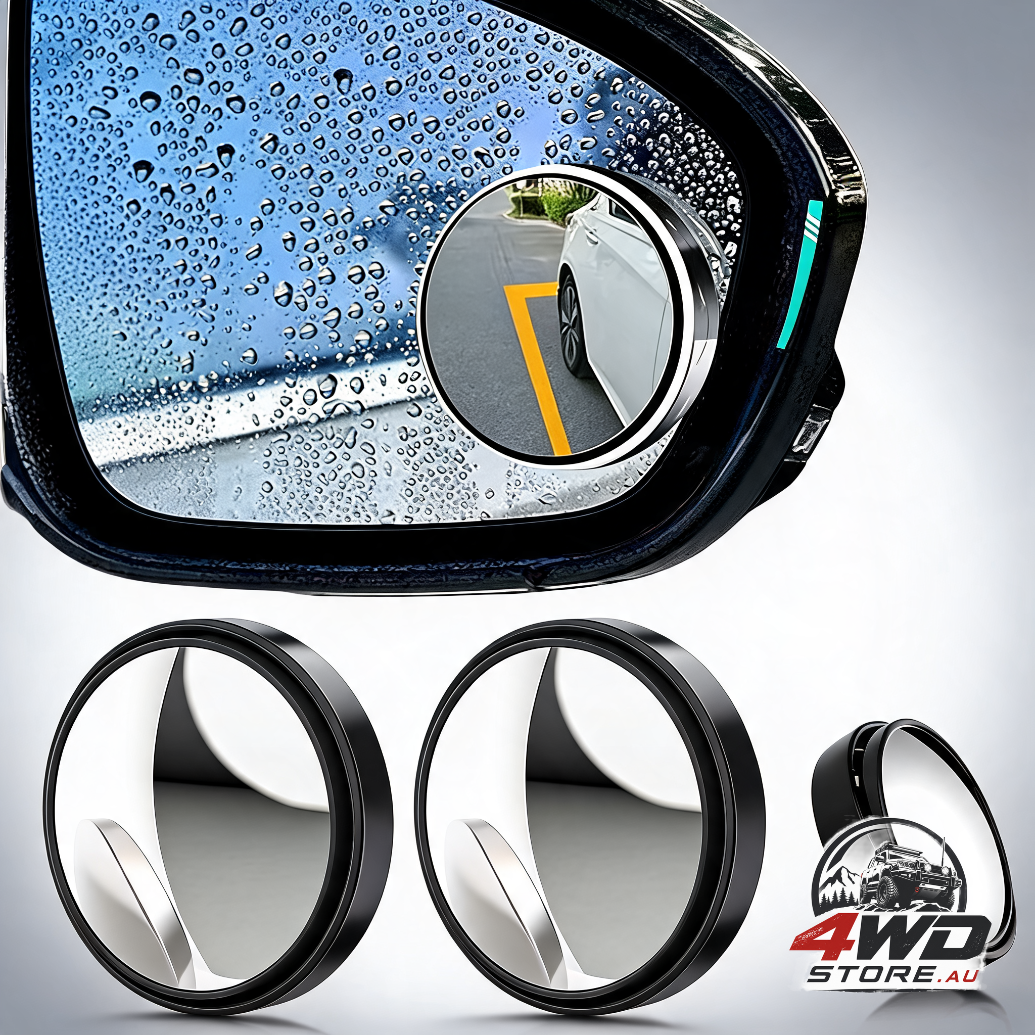 2 pcs 360 degree rotation HD wide angle blind spot mirrors with 3M self-adhesive