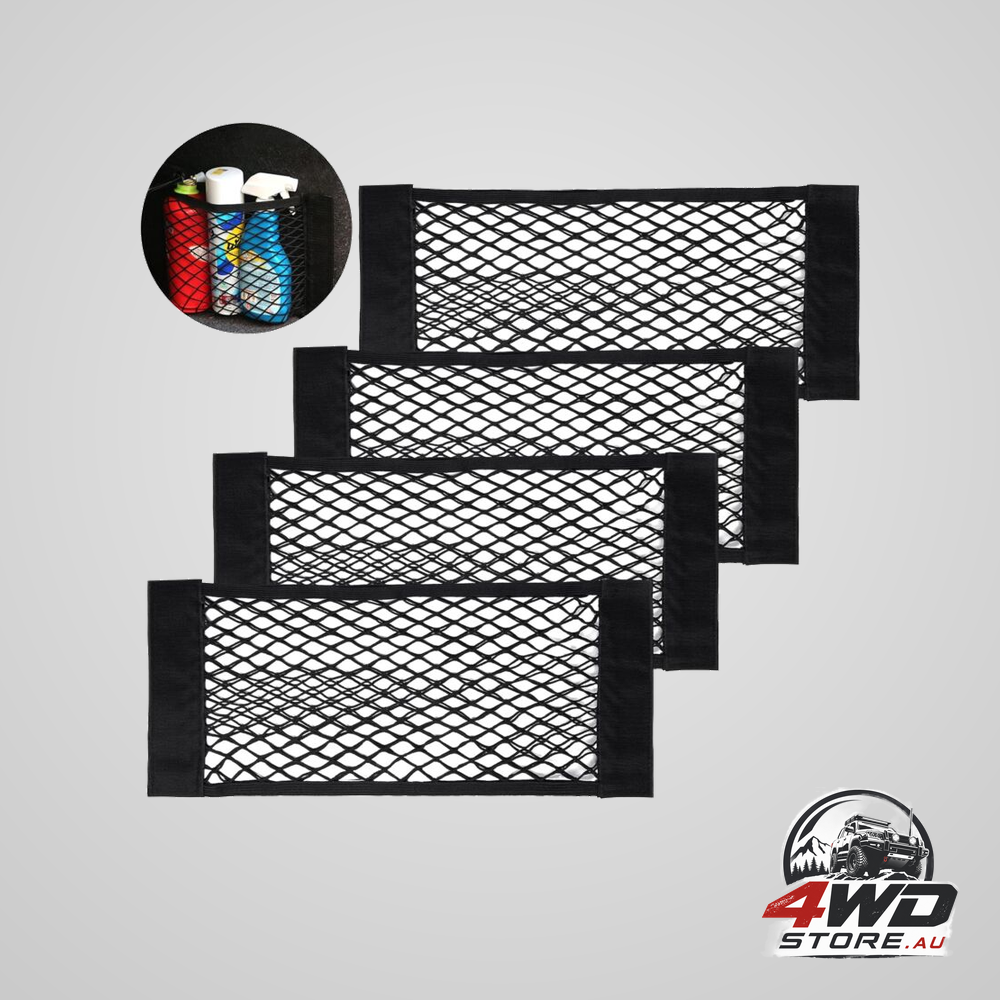 4 pcs 40x25cm car boot storage net pocket organisers with elastic sticker for luggage
