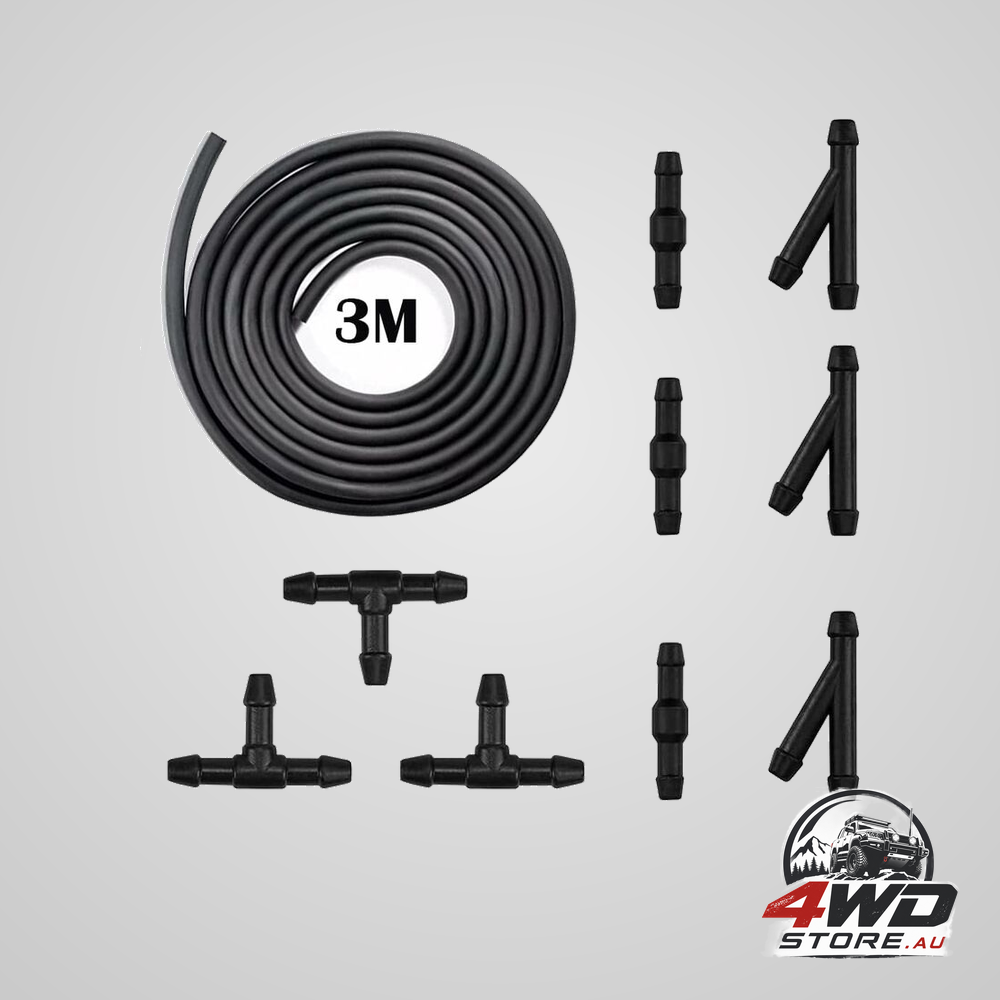 10 pcs windscreen washer hose kit with 3m fluid hose and mist washer nozzles