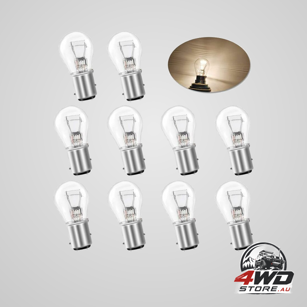10 pcs S25 P21/5W BAY15D 1157 12V 21W tail brake light bulb, warm white