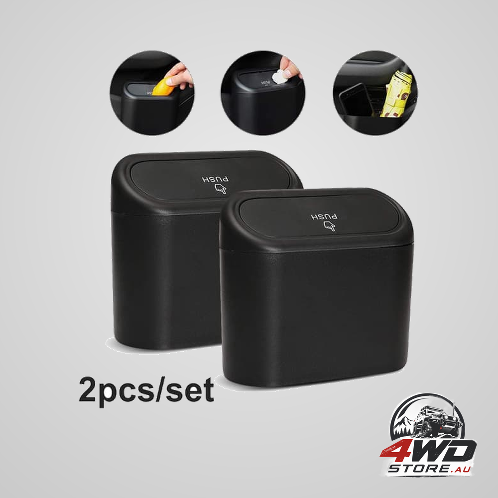 2 pack small waterproof car bin with lid, portable hanging storage box for car and office